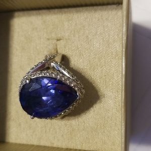 SZ 6 Charles Winston Bella Luce Tanzanite and White Diamond Simulants 925 SS